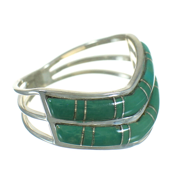 Genuine Sterling Silver And Turquoise Inlay Ring Size 4-3/4 RX85290